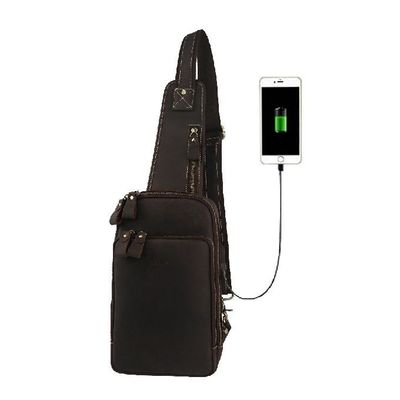 Túi đeo USB thương mại bằng da ngựa điên dành cho nam giới cổ điển