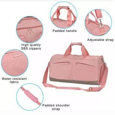 Túi vải thô không thấm nước tùy chỉnh có ngăn đựng giày Túi tập thể dục Pink Dance