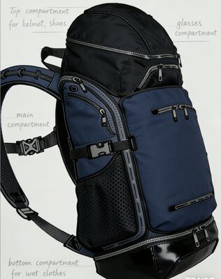 Túi thể thao ngoài trời polyester chống nước với dải phản xạ và 5 ngăn dành cho du lịch phòng tập thể dục