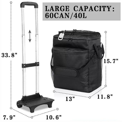 Đen BBQ Cắm trại dã ngoại Xe đẩy cách nhiệt Túi nylon chống thấm nước