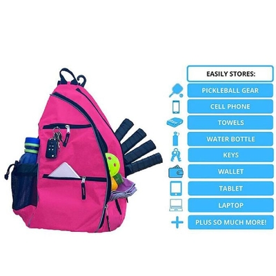 Unisex Polyester Pickleball Sling Bag với giá đỡ chai nước