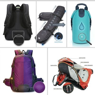 Túi thể thao du lịch bằng vải Polyester 600D siêu bền có ngăn đựng giày thông gió dung tích lớn
